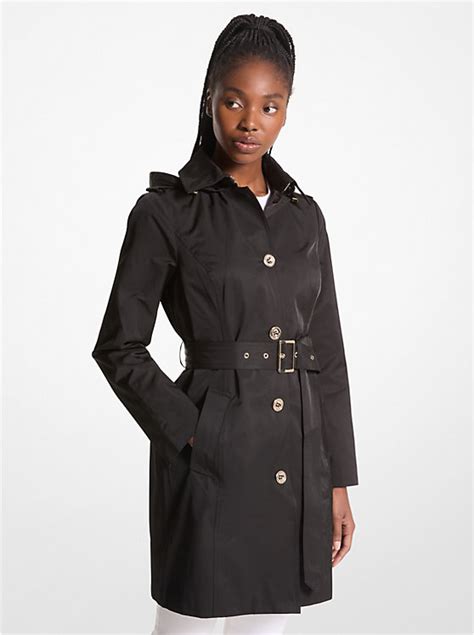 Cotton Blend Hooded Trench Coat .